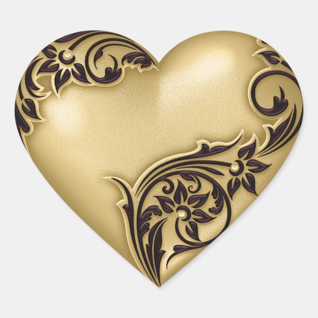 Heart Scroll Gold w Black Sticker (Front)