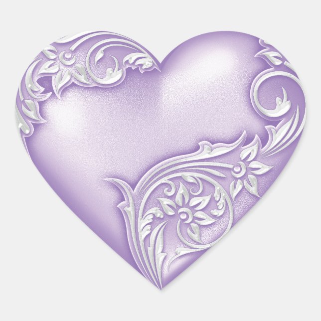 Heart Scroll Lilac w White Sticker (Front)