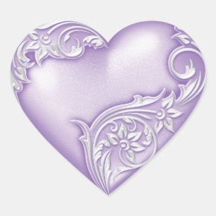 Heart Scroll Lilac w White Sticker
