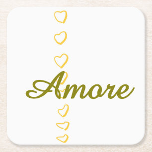 Heart Scroll Square Paper Coaster
