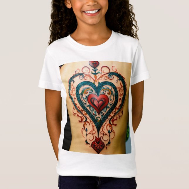 Heart Scroll Tattoo T-Shirt Design (Front)