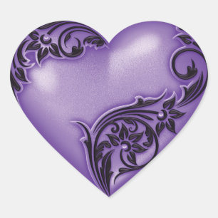 Heart Scroll Wisteria w Black Sticker