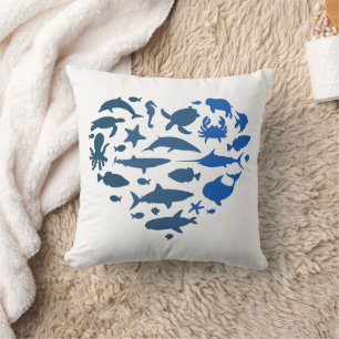 Heart sea animals cushion