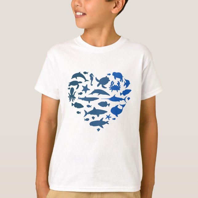 Heart sea animals T-Shirt (Front)