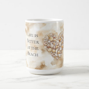 Heart Sea Shells Sand Coffee Mug