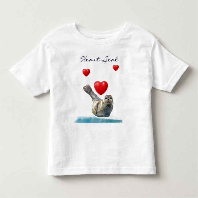 HEART SEAL PUP Valentines Animal-Lover Kid's Shirt (Front)