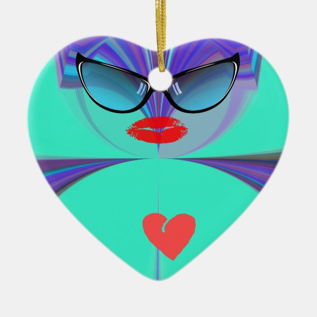 Heart Selfie Ceramic Tree Decoration (Front)