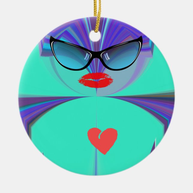 Heart Selfie Ceramic Tree Decoration (Front)