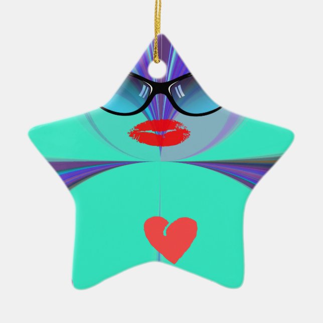 Heart Selfie Ceramic Tree Decoration (Front)