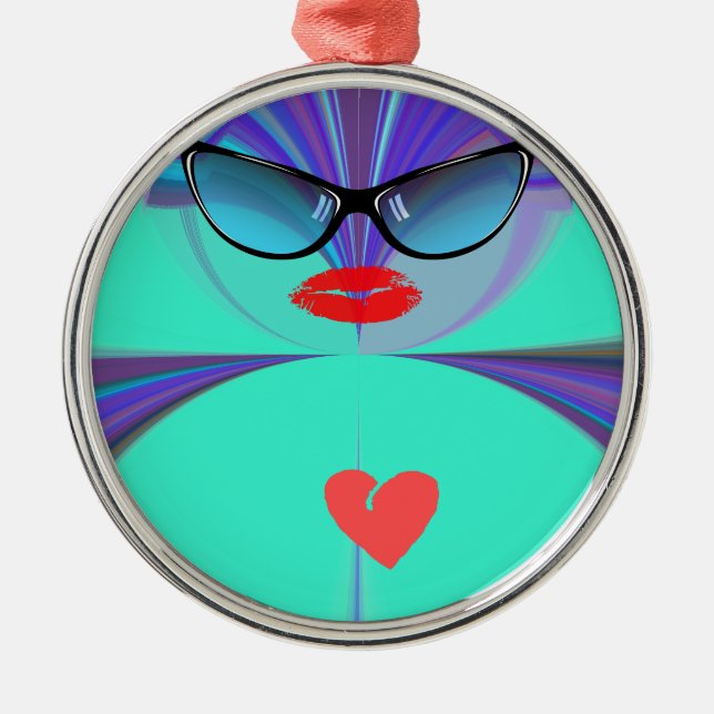 Heart Selfie Metal Tree Decoration (Front)