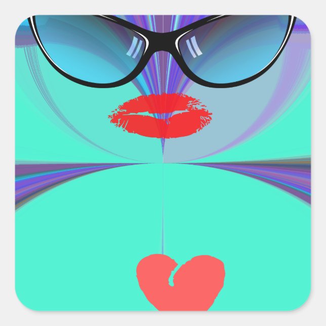 Heart Selfie Square Sticker (Front)