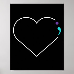 Heart Semicolon Mental Health Awareness Poster