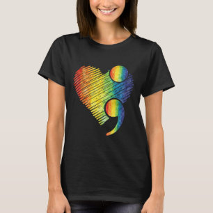 Heart Semicolon Mental Health Suicide Awareness Pr T-Shirt