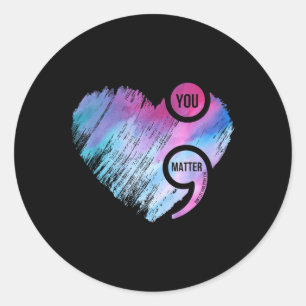 Heart Semicolon Project Suicide Prevention Awarene Classic Round Sticker