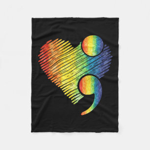 Heart Semicolon Suicide Mental Health Awareness Pr Fleece Blanket