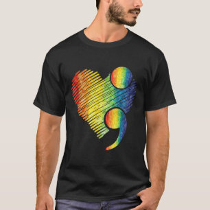Heart Semicolon Suicide Mental Health Awareness Pr T-Shirt