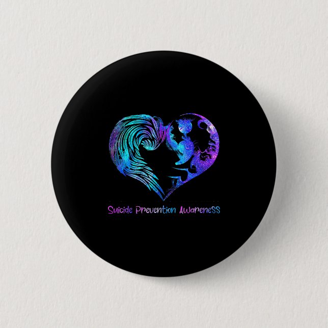 Heart Semicolon Suicide Prevention Awareness Week  6 Cm Round Badge (Front)