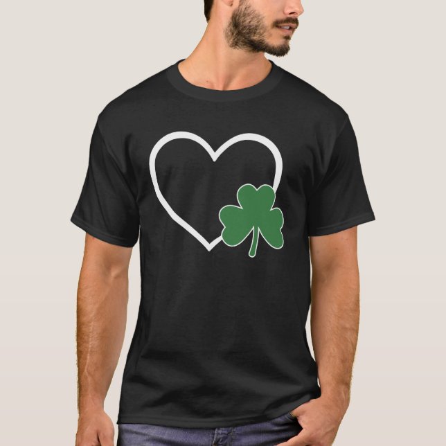 Heart Shamrock Irish Mom Dad Girl  St Patricks Day T-Shirt (Front)