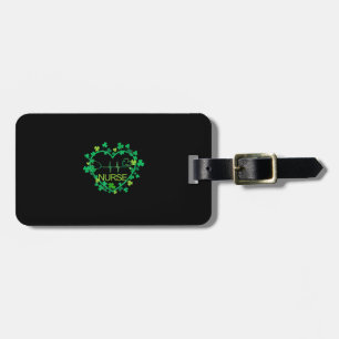 Heart Shamrock Nurse - Nurse St Patrick's Day Nurs Luggage Tag