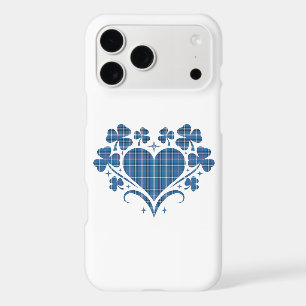Heart Shamrock Plaid Blue Clover iPhone Case