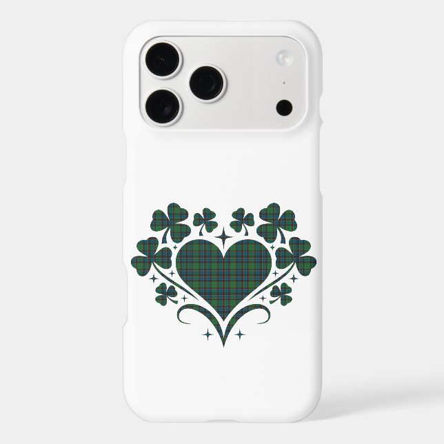 Heart Shamrock Plaid Green Clover iPhone Case (Back)