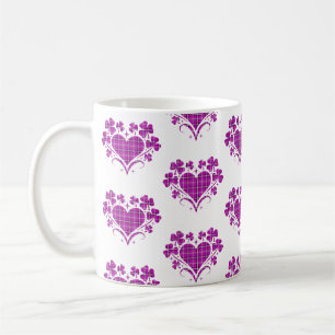Heart Shamrock Plaid Pink Classic Clover Coffee Mug
