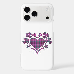 Heart Shamrock Plaid Purple Teal Tartan Clover