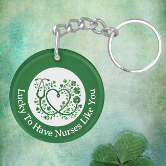 Heart Shamrock Stethocope Lucky to Have Nurses Key Ring