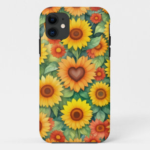 Heart shape and sunflowers Case-Mate iPhone case