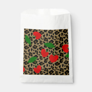 heart shape cherry leopard rockabilly  favour bags