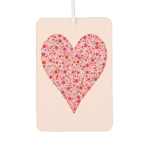 Heart Shape Crimson Polka Dots on Pink Car Air Freshener