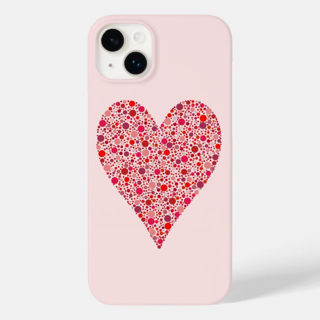 Heart Shape Crimson Polka Dots on Pink Case-Mate iPhone Case (Back)