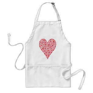 Heart Shape Crimson Polka Dots on Pink Standard Apron