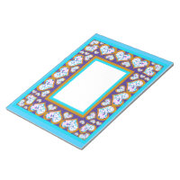 Heart shape diamonds gold aqua border notepad