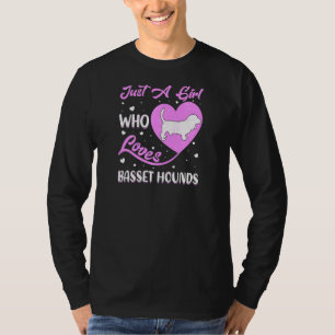 Heart Shape Dog Just A Girl Who Loves Basset Hound T-Shirt