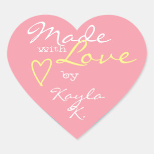 Heart Shape Frame Pastel Pink Blue Made with Love Sticker