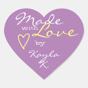Heart Shape Frame Pastel Purple Made with Love Sticker