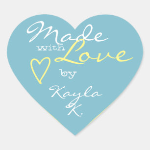 Heart Shape Frame Pastel Sky Blue Made with Love Sticker