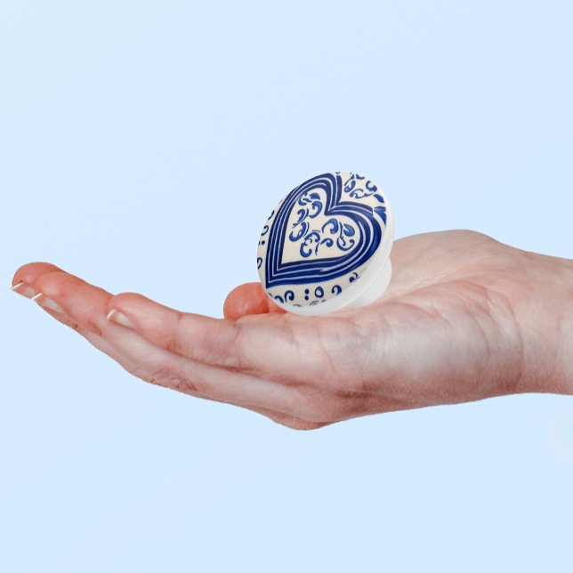 Heart Shape in 'Delft Blue' Painting Style Dutch Ceramic Knob (Creator Uploaded)