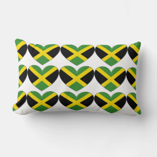 Heart Shape Jamaica Flag Pattern Pillow