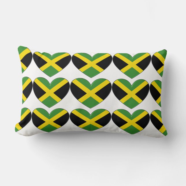 Heart Shape Jamaica Flag Pattern Pillow (Front)