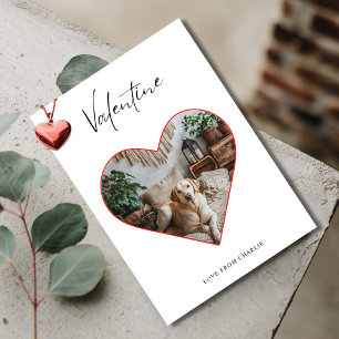 Heart Shape Love Valentine Dog Retriever Photo Holiday Card