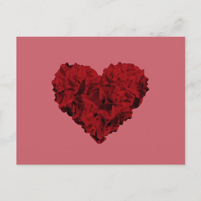Heart shape made of crumpled papers postcard (Front)