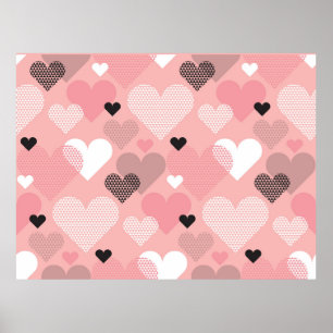 Heart shape modern seamless pattern in geometry st poster