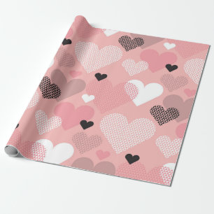 Heart shape modern seamless pattern in geometry st wrapping paper