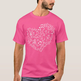 Heart Shape Musical Notes Funny Music Lovers retro T-Shirt