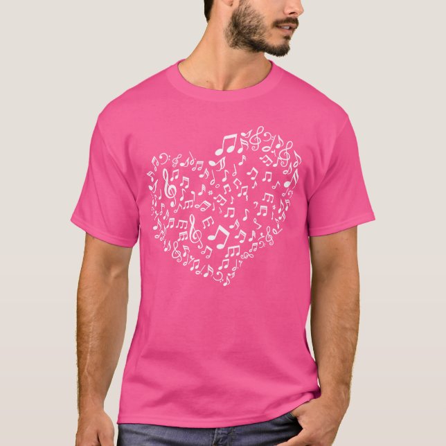 Heart Shape Musical Notes Funny Music Lovers retro T-Shirt (Front)