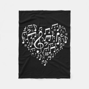 Heart Shape Musical Notes Music Lovers Gift Valent Fleece Blanket