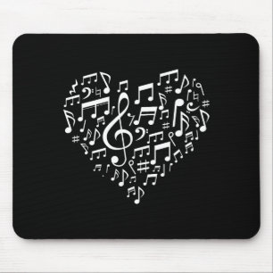 Heart Shape Musical Notes Music Lovers Gift Valent Mouse Pad