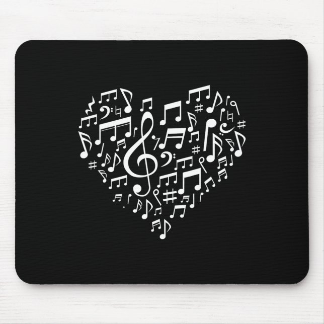 Heart Shape Musical Notes Music Lovers Gifts Valen Mouse Pad (Front)